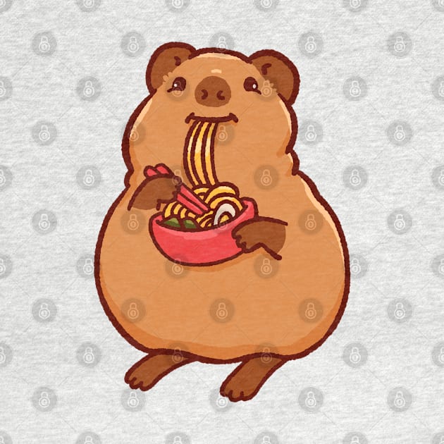 Cute quokka eating ramen noodles by Tinyarts